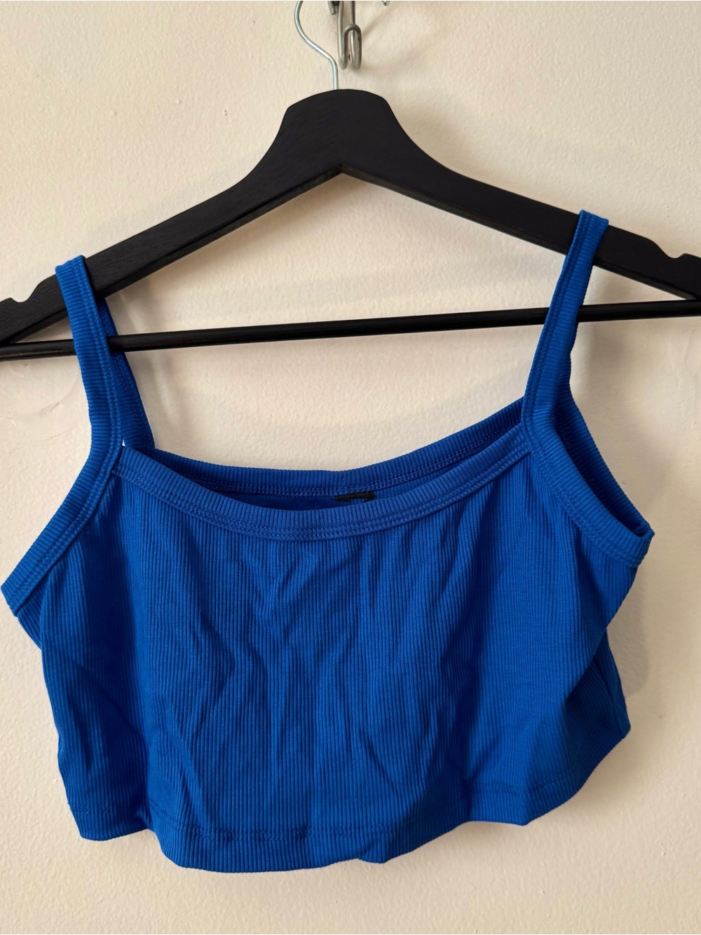 Blue Ribbed Crop Tank Top - Women